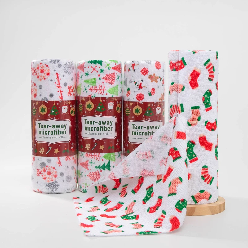 Microfiber Cleaning Cloth Towels Roll Tear Away Printing
