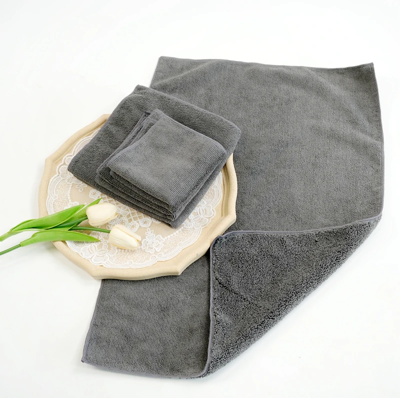 Microfiber long short pile cleaning towel